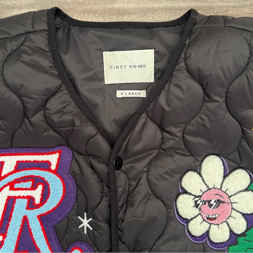 First Row Men's Quilted Patchwork Bomber Jacket - Picture 5 of 7
